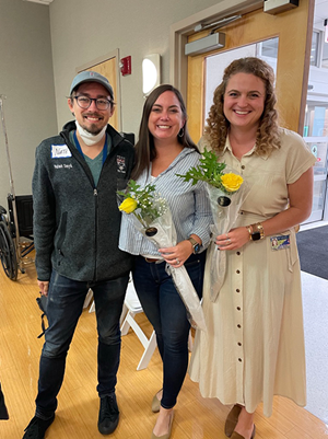 Support group co-facilitators (Nate, Megan, Alexa) celebrating support group’s 5th birthday